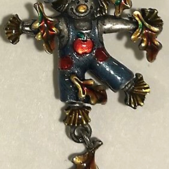 Vintage enamel leaf dangling fall scarecrow pen - Picture 3 of 7